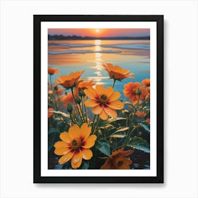 Sunset Flowers 2 Art Print