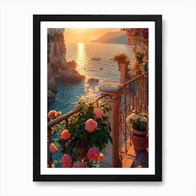Flowers by the Balcony Art Print