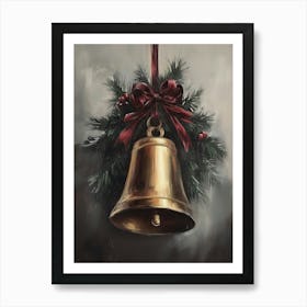 Christmas Bell With Wreath Art Print