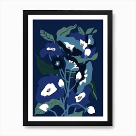 Flowers In My Garden By Night Art Print