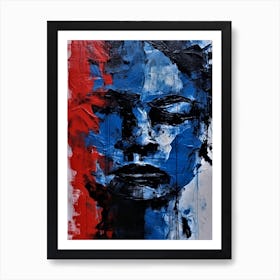 Blue Black And Red Portrait Art Print