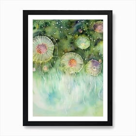 Moon Jellyfish Storybook Watercolour Art Print