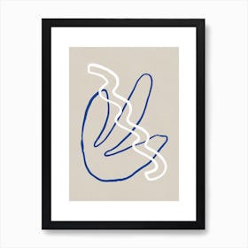 Abstract blue and white squiggles Art Print