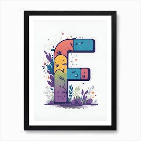 Colorful Letter F Illustration 10 Art Print