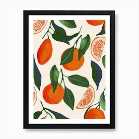 Citrus Fruit On A Branch Pattern 2 Art Print