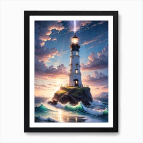 A Lighthouse In The Middle Of The Ocean 19 Art Print