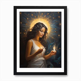 Woman Holding A Candle Art Print
