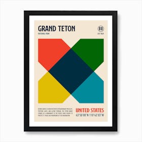 Grand Teton National Park Retro Travel Print Poster