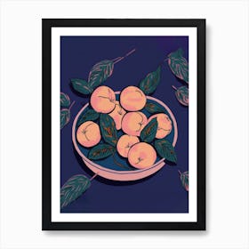 Bowl Of Peaches Illustration Art Print