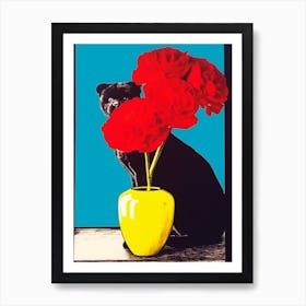 Ranunculus With A Cat 1 Pop Art  Art Print