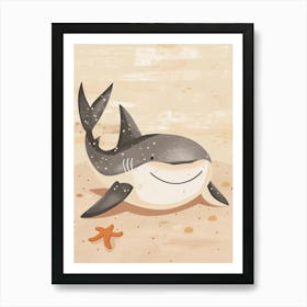 Shark On The Beach Muted Pastels 1 Art Print