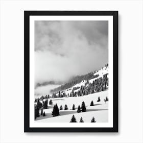 Solda, Italy Black And White Skiing Poster Art Print