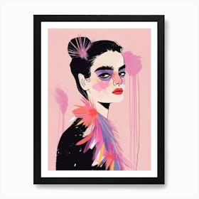 Girl With Feathers 3 Art Print