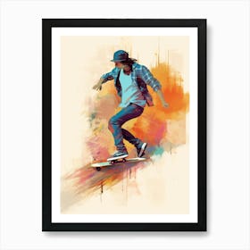 Skateboarding In Amsterdam Netherlands Drawing 1 Art Print