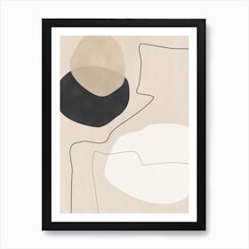 Beige Organic Shapes & Lines Poster Art Print