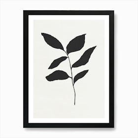 Minimalist Black Leaf 05 Art Print