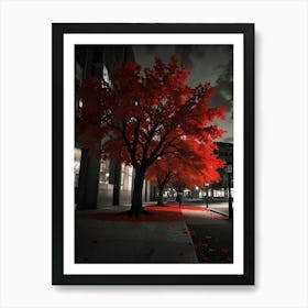 Red Leaves On A Tree Art Print