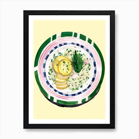 A Plate Of Risotto Top View Food Illustration 1 Art Print