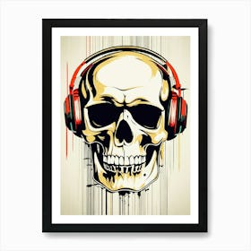 Skull With Headphones 118 Art Print