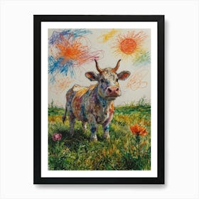 Cow In The Meadow 1 Art Print