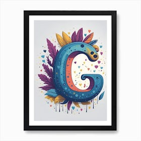 Colorful Letter G Illustration 24 Art Print