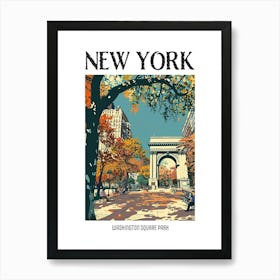 Washington Square Park New York Colourful Silkscreen Illustration 4 Poster Art Print