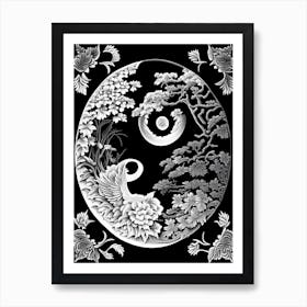 Repeat Yin and Yang 2 Linocut Art Print