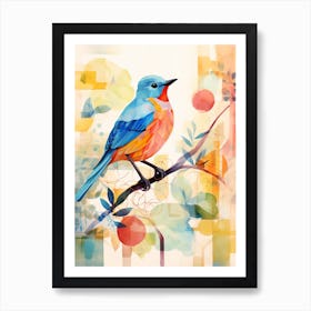 Bird Painting Collage Bluebird 5 Art Print