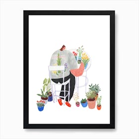 Gal In The Garden Art Print