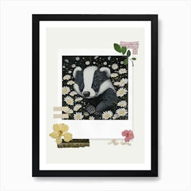 Scrapbook Baby Badger Fairycore Painting 4 Art Print