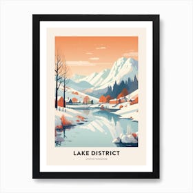 Vintage Winter Travel Poster Lake District United Kingdom 4 Art Print