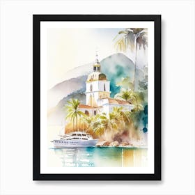 Santa Catalina Island Panama Watercolour Pastel Tropical Destination Art Print