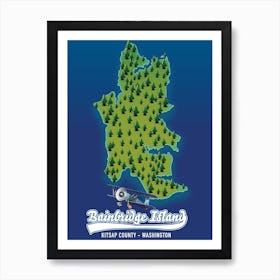 Bainbridge Island Kitsap County Washington USA map Art Print