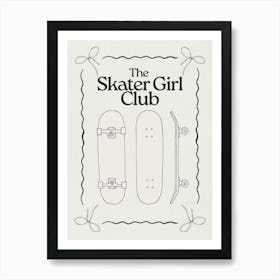 The Skater Girl Club | Trendy Preppy Sporty Skateboard 1 Art Print