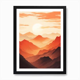 Sunset Mountain Landscape Art Print