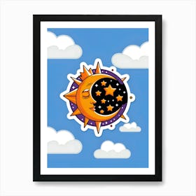 Sun And Moon Sticker Art Print