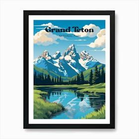 Grand Teton Wyoming Outdoor Modern Travel Illustration Art Print