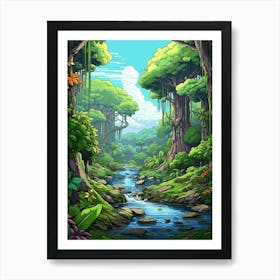 Daintree Rainforest Pixel Art 4 Art Print