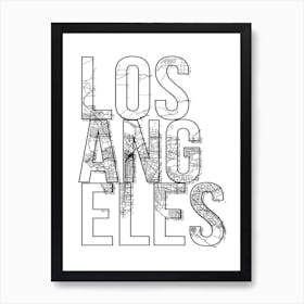 Los Angeles Street Map Typography Art Print