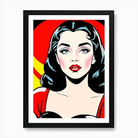 Gaze of a Goddess: Feminine Strength in Halftone Pop Art Art Print