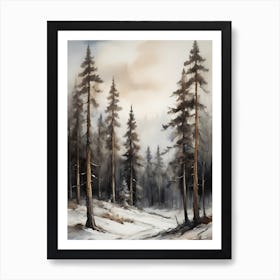 Winter Pine Forest Christmas Painting (18) Art Print