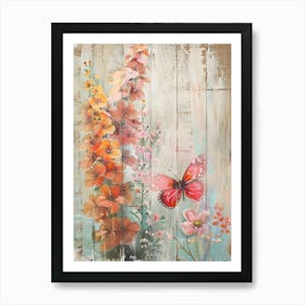 Butterfly And Flowers 18 Art Print