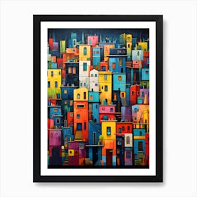 "Urban Kaleidoscope: Vibrant Tapestry of the Cityscape" Art Print