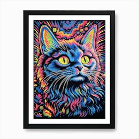 Cosmic Purrsuit, Psychedelic Cats series Art Print