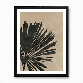 Palm Leaf in Black and Beige, Tropical Art, Botanical Home Decor Art Print