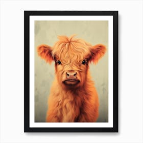 Illustrative Portrait Of Baby Cow Art Print