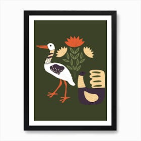 Folkie Stork Art Print