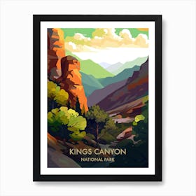 Kings Canyon National Park Travel Poster Illustration Style 1 Art Print