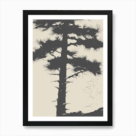 Minimalist Pine Tree in Gray Art Print