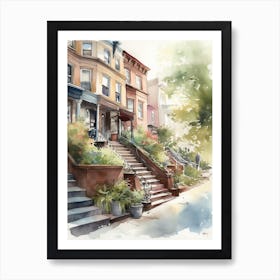 Park Slope Brooklyn Neighborhood, Watercolour 3 Póster